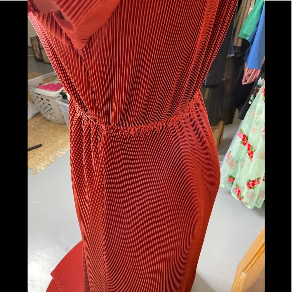 NWT Baltic Born Athena Burnt Orange V-Neck Empire Waist Pleated Stretch Maxi - Picture 9 of 15